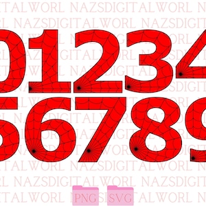 Spider Birthday Numbers SVG Png, Birthday Boy Spiderman Png, Birthday Boy Clipart, Birthday Boy Sticker, Birthday for Boy Svg Digital Files