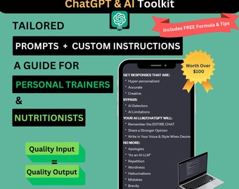 AI & ChatGPT-toolkit voor personal trainers, voedingsdeskundigen en gezondheidscoaches: gepersonaliseerde gids | Specifieke aanwijzingen en aangepaste instructies