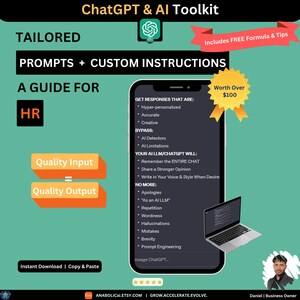 Könnte beinhalten: Ein Leitfaden für Personalfachleute, wie man ChatGPT und KI-Tools nutzt, um bessere Ergebnisse zu erzielen. Der Leitfaden enthält Tipps, wie man KI-Detektoren und -Einschränkungen umgeht und wie man Antworten erhält, die hyperpersonalisiert, präzise und kreativ sind. Der Leitfaden enthält außerdem eine kostenlose Formel und Tipps. Der Leitfaden ist über 100 € wert.