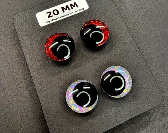 Sicherheitsaugen Set 2 Paar 20 mm, Kawaii Pupille, Glöckchen, Glitter