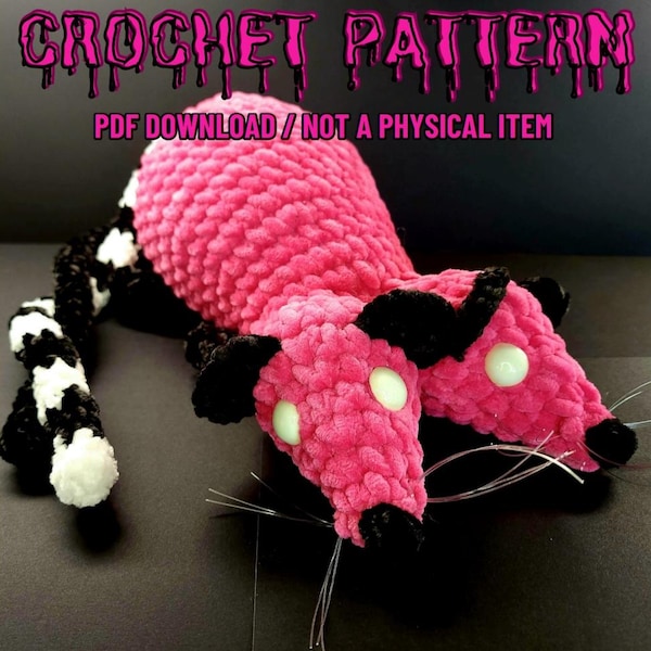 Two Headed Lab Rat Crochet Pattern, Halloween Valentines Day Amigurumi (PDF Pattern)