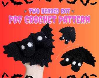 PDF zweiköpfige Fledermaus Häkelanleitung Sofort Download, Fantasy, Halloween, Amigurumi Digital Quick Market Pattern
