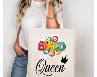 Sac fourre-tout en toile Bingo Queen 18,5 x 15 x 4,7 po.