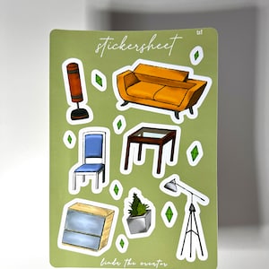 Het Sims-stickervel | Het door de Sims geïnspireerde stickervel | Basisspelobjecten | Plumbob | Sims-thema