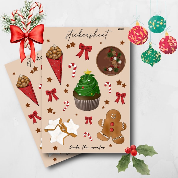 Stickersheet Weihnachten, Christmas Sticker, Bullet Journal Sticker, Weihnachtsaufkleber, Geschenkaufkleber, Winter, Holiday, Planner