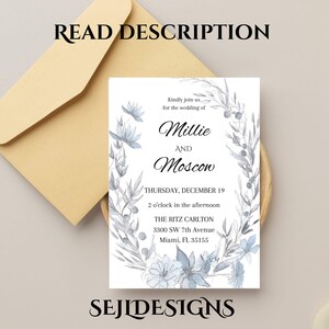 Suite florale pastel de faire-part de mariage de fleurs sauvages | RSVP et carte de détails inclus | Ensemble de papeterie de mariage floral 5 × 7 | Sejldesigns