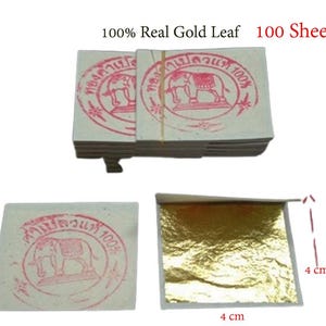 純金箔(24K) 4cm x 4cm タイ産 Gold Leaf 100枚セット Plan B Market - 純金箔(24K) 4cm x 4cm タイ産 Gold Leaf 100枚