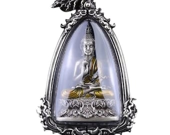 Sacred Thai Buddha Amulet Pendant – Phra Phuttha Prathan Phon – Buddhist Talisman for Protection, Blessings & Good Fortune – Spiritual Gift
