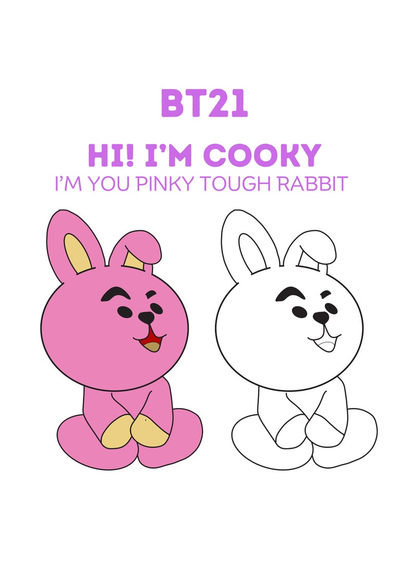 BT21 Cooky Coloring Page Digital Download Digital Sketch - Etsy