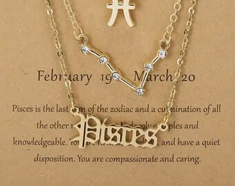 Pisces Zodiac Gold Necklace