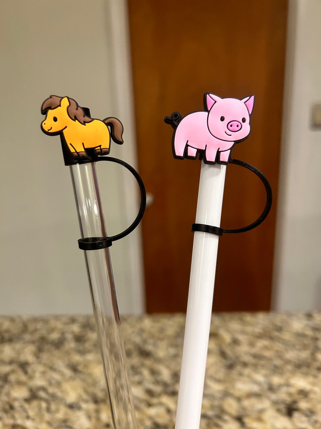 Pig Straw Topper, Horse Straw Topper, Farm Animals Straw Cap, Cute