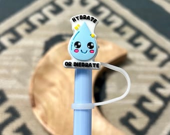 Hydrate straw topper, cute straw topper, funny straw cap, Stanley accessories, straw topper for Stanley, hydrate or diedrate