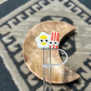 Egg straw topper, bacon straw topper, couple straw topper, cute straw cap for Stanley, Stanley accessories