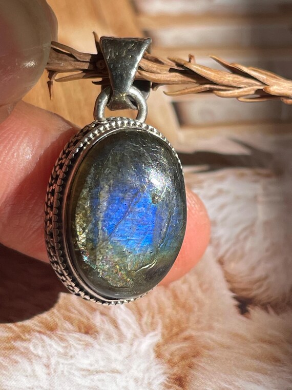 Big Labradorite Heart Pendant, Necklace Big Labradorite Heart Pendant, Necklace