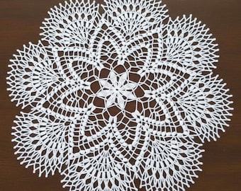 Handmade White Cotton Crochet Lace Doily, Round Table Decor (16.3 Inches)