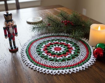Christmas Crochet Doily: Handmade Cotton Lace Table Decoration