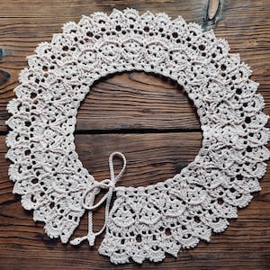 Crochet Cotton Lace Collar – Handmade Peter Pan Collar – Vintage-Inspired Detachable Neck Accessory – Romantic Cottagecore Gift for Her