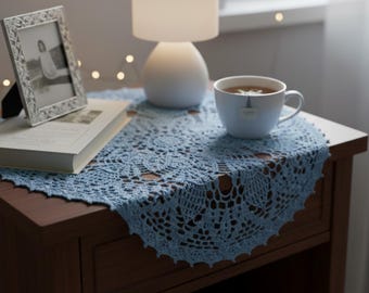 Handmade Crochet Doily: Vintage Style Round Napkin, 15-inch Centerpiece