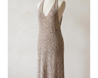 Handmade Sequin Crochet Dress, Sparkly Beach Cover Up, Elegant Summer Vacation Knit Outfit