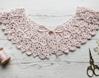 Crochet Lace Collar: Handmade Mercerized Cotton Detachable Neck Trim