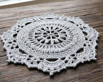 Handmade Crochet Lace Doily – Mercerized Cotton –6.9" / 7.9" /9.8" – Vintage Style Table Decor