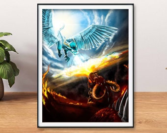Angel and Demon Dragon Fight Digital Artwork / Dragon Series / Descargar arte / Arte de pared / KimberleyLundArt