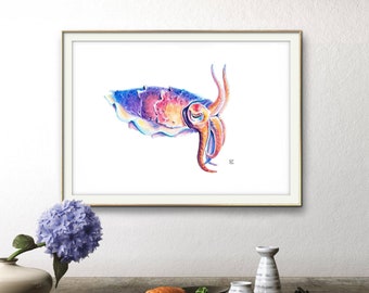 Cuttlefish | KimberleyLundArt | Snorkel Diaries Series | Underwater Art | Wildlife Art | Download Art | Wall art