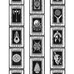 14 Ex-Libris Stickers RPG DnD Classes Sticker Pack