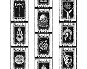 14 Ex-Libris Stickers RPG DnD Classes Sticker Pack