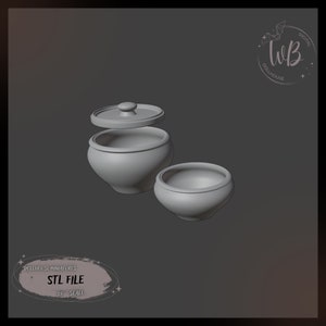 1:6 scale. Miniature Pots for a Dollhouse in an Ethnic Style. Clay Pots for a Dollhouse. STL Downloadable File for 3D Printing