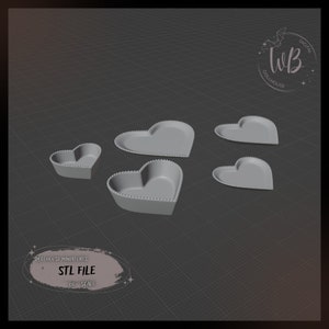 1:6 scale. A Set of Plates &quot;Heart&quot; for a Dollhouse. STL Downloadable File for 3D Printing