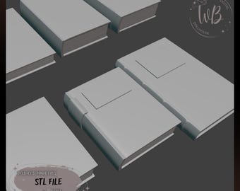 1:6 scale. Set of Books for the Dollhouse. Books for Dolls STL Downloadable File for 3D Printing