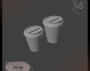 1:6 scale. Takeaway Coffee Cup. Paper Coffee Cup for Dollhouse. Miniature Glass of Coffee. STL Downloadable File for 3D Printing