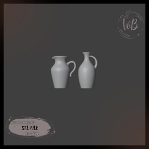 1:6 scale. Jugs in Ethnic Style for a Dollhouse. Miniature Jug. STL Downloadable File for 3D Printing