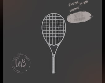 1-3 Scale Tennis Racket for BJD 1:3 and Smartdoll. Accessories for BJD Tennis racket. Smartdoll. STL Downloadable File for 3D Printing