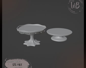 1:6 scale. Cake stand miniature for a Dollhouse. STL Downloadable File for 3D Printing