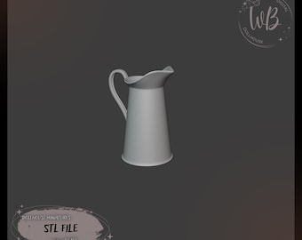 1:6 scale. Miniature Water Jug for a Dollhouse. Miniature dishes for dolls. STL Downloadable File for 3D Printing