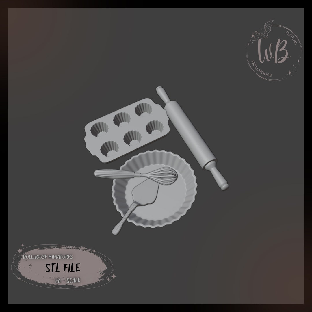 1:6 Scale Dollhouse Miniature Baking Set STL File (digital Download) - Etsy