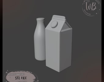 Dockhusminiatyr mjölkflaska, skala 1:6 STL-fil (digital nedladdning)