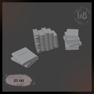 Puede incluir: Tres pilas de libros en miniatura, perfectas para la decoración de casas de muñecas. Las pilas son de plástico gris y están a escala 1:12.