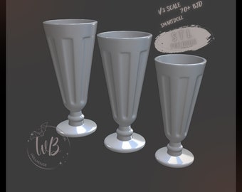 BJD Cocktail Glass Set: 1/3 Scale Doll Miniature STL File