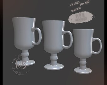 1-3 Scale Coffee Glass. Smartdoll, 70+ cm. Doll Miniature, Miniature for BJD. STL Downloadable File for 3D Printing