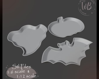 MiniatureHalloween Plates. 1:6 scale and 1 12 scale. STL Downloadable File for 3D Printing