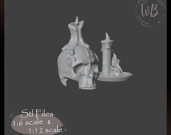 1/12 and 1:6 Scale Halloween Candles – Miniature for Dollhouse, STL File Instant Download