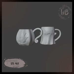 1:6 scale. Halloween Cups for Dollhouse. STL Downloadable File for 3D Printing.
