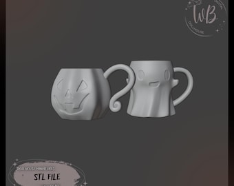 1:6 scale. Halloween Cups for Dollhouse. STL Downloadable File for 3D Printing.