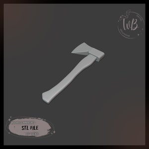 1:6 scale. Miniature axe for firewood. Axe for a dollhouse. Household tool for dolls. STL Downloadable File for 3D Printing