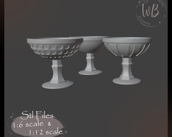 Miniature Vase for Candy for a Dollhouse. 1:6 scale and 1;12 scale. STL Downloadable File for 3D Printing