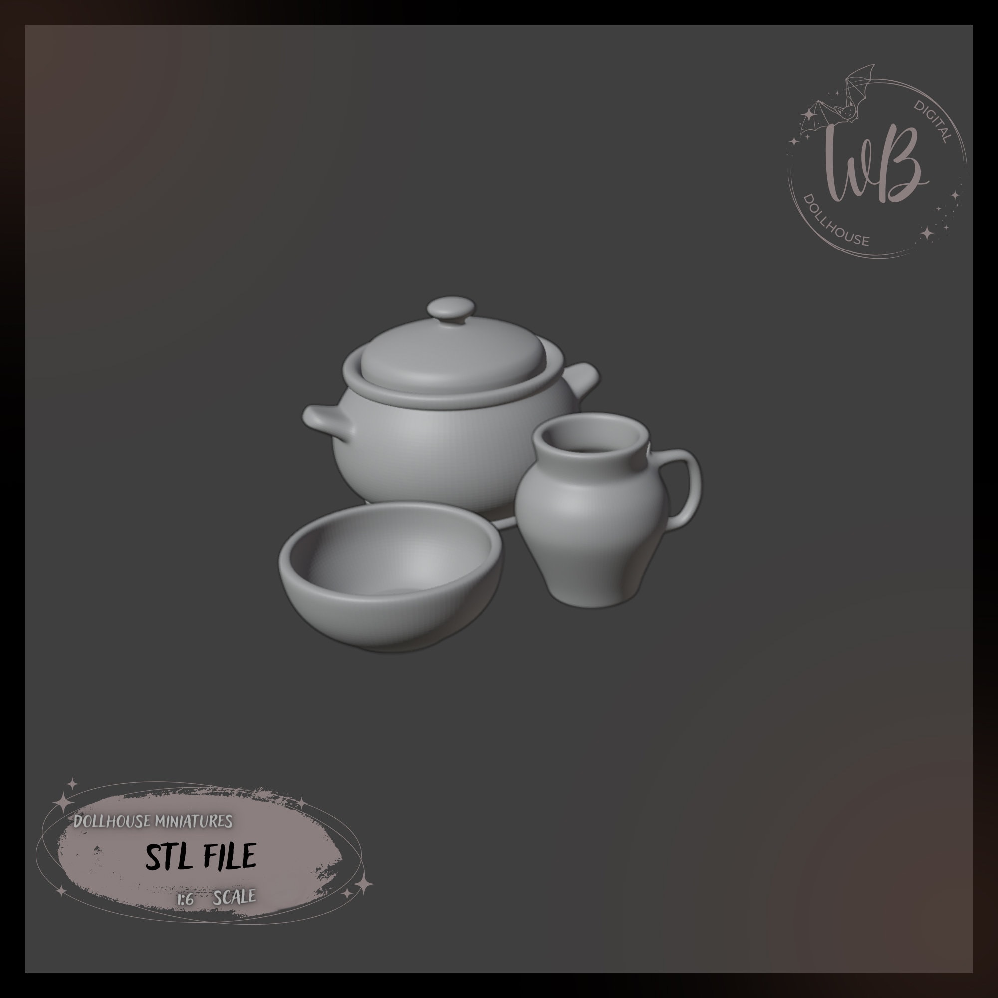 1:6 Scale. Miniature Dishes in Ethnic Style. Pan, Bowl, Dishes for Sour ...