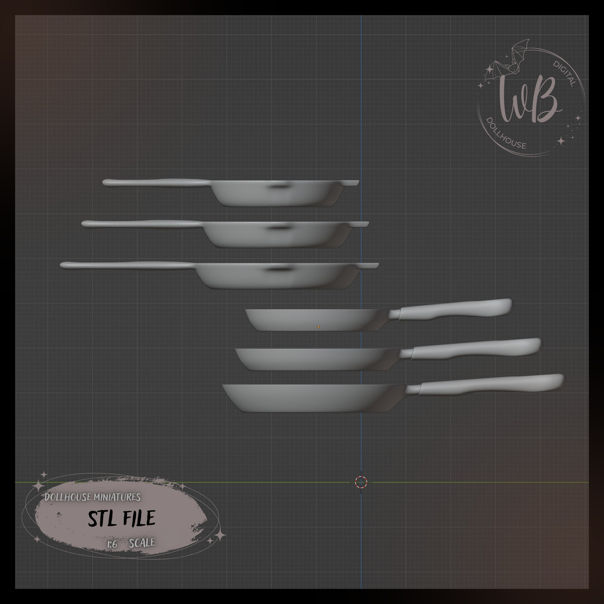Pan Stl A Set of Pans on a Scale of 1:6 - STL Downloadable File for 3D Printing ...